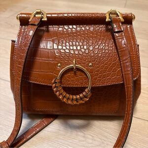 Kate Landry Brown Croc-Embossed Women's Crossbody Bag